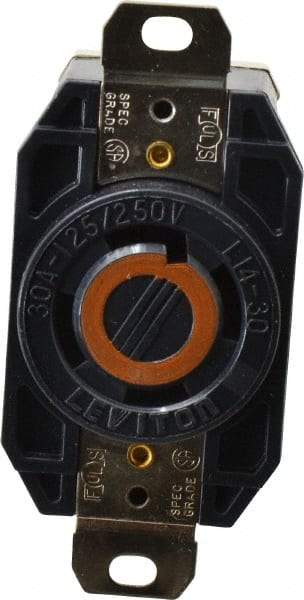 Leviton - 125/250 VAC, 30 Amp, L14-30R NEMA, Self Grounding Receptacle - 3 Poles, 4 Wire, Female End, Black - Apex Tool & Supply