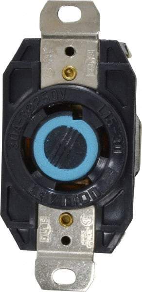 Leviton - 250 VAC, 30 Amp, L15-30R NEMA, Self Grounding Receptacle - 3 Poles, 4 Wire, Female End, Black - Apex Tool & Supply