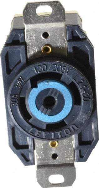 Leviton - 120/208 VAC, 30 Amp, L21-30R NEMA, Self Grounding Receptacle - 4 Poles, 5 Wire, Female End, Black - Apex Tool & Supply
