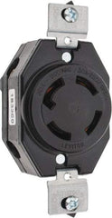 Leviton - 250 VDC, 250/600 VAC, 30 Amp, NonNEMA, Self Grounding Receptacle - 3 Poles, 4 Wire, Female End, Black - Apex Tool & Supply