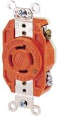 Leviton - 250 VAC, 20 Amp, L6-20R NEMA Configuration, Orange, Industrial Grade, Isolated Ground Single Receptacle - 1 Phase, 2 Poles, 3 Wire, Flush Mount - Apex Tool & Supply