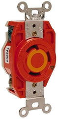 Leviton - 125 VAC, 30 Amp, L5-30R NEMA Configuration, Orange, Industrial Grade, Isolated Ground Single Receptacle - 1 Phase, 2 Poles, 3 Wire, Flush Mount - Apex Tool & Supply