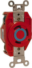 Leviton - 250 VAC, 30 Amp, L6-30R NEMA Configuration, Orange, Industrial Grade, Isolated Ground Single Receptacle - 1 Phase, 2 Poles, 3 Wire, Flush Mount - Apex Tool & Supply