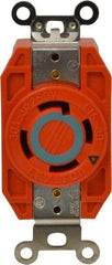 Leviton - 250 VAC, 30 Amp, L15-30R NEMA Configuration, Orange, Industrial Grade, Isolated Ground Single Receptacle - 3 Phase, 3 Poles, 4 Wire, Flush Mount - Apex Tool & Supply