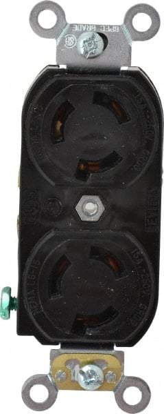 Leviton - 250 VAC, 15 Amp, L6-15R NEMA, Self Grounding Receptacle - 2 Poles, 3 Wire, Female End, Black - Apex Tool & Supply