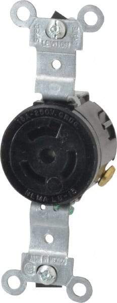 Leviton - 250 VAC, 15 Amp, L6-15R NEMA, Self Grounding Receptacle - 2 Poles, 3 Wire, Female End, Black - Apex Tool & Supply