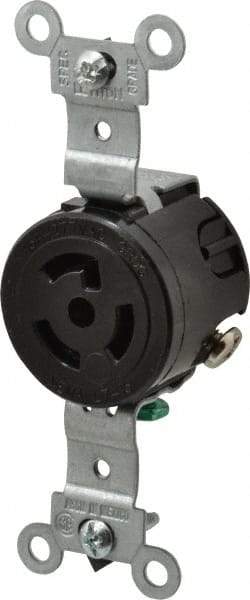 Leviton - 277 VAC, 15 Amp, L7-15R NEMA, Self Grounding Receptacle - 2 Poles, 3 Wire, Female End, Black - Apex Tool & Supply