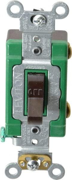 Leviton - 1 Pole, 120 to 277 VAC, 30 Amp, Industrial Grade, Toggle, Wall and Dimmer Light Switch - 1.31 Inch Wide x 4.06 Inch High - Apex Tool & Supply
