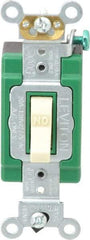 Leviton - 1 Pole, 120 to 277 VAC, 30 Amp, Industrial Grade, Toggle, Wall and Dimmer Light Switch - 1.31 Inch Wide x 4.06 Inch High - Apex Tool & Supply