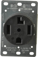 Leviton - 125/250 VAC, 30 Amp, 14-30R NEMA Configuration, Black, Industrial Grade, Self Grounding Single Receptacle - 1 Phase, 3 Poles, 4 Wire, Flush Mount, Corrosion Resistant - Apex Tool & Supply