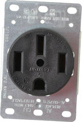 Leviton - 125/250 VAC, 50 Amp, 14-50R NEMA Configuration, Black, Industrial Grade, Self Grounding Single Receptacle - 1 Phase, 3 Poles, 4 Wire, Flush Mount, Corrosion Resistant - Apex Tool & Supply