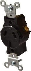 Leviton - 125/250 VAC, 20 Amp, 10-20R NEMA Configuration, Brown, Specification Grade, Ungrounded Single Receptacle - 1 Phase, 2 Poles, 3 Wire, Flush Mount, Tamper Resistant - Apex Tool & Supply