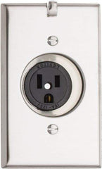 Leviton - 125 VAC, 15 Amp, 5-15R NEMA Configuration, White, Industrial Grade, Self Grounding Single Receptacle - 1 Phase, 2 Poles, 3 Wire, Flush Mount, Impact Resistant - Apex Tool & Supply
