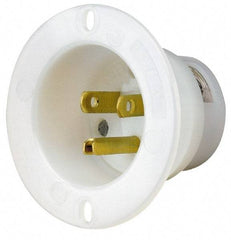 Leviton - 125 VAC, 15 Amp, 5-15P NEMA Configuration, White, Industrial Grade, Self Grounding Single Receptacle - 1 Phase, 2 Poles, 3 Wire, Flush Mount, Corrosion and Impact Resistant - Apex Tool & Supply
