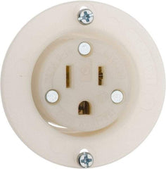 Leviton - 125 VAC, 15 Amp, 5-15R NEMA Configuration, White, Industrial Grade, Self Grounding Single Receptacle - 1 Phase, 2 Poles, 3 Wire, Flush Mount, Corrosion and Impact Resistant - Apex Tool & Supply