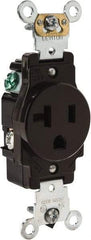 Leviton - 125 VAC, 20 Amp, 5-20R NEMA Configuration, Brown, Industrial Grade, Self Grounding Single Receptacle - 1 Phase, 2 Poles, 3 Wire, Flush Mount, Impact Resistant - Apex Tool & Supply