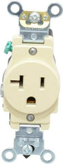 Leviton - 125 VAC, 20 Amp, 5-20R NEMA Configuration, Ivory, Industrial Grade, Self Grounding Single Receptacle - 1 Phase, 2 Poles, 3 Wire, Flush Mount, Impact and Tamper Resistant - Apex Tool & Supply