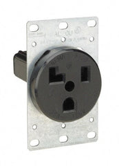 Leviton - 125 VAC, 30 Amp, 5-30P NEMA Configuration, Black, Industrial Grade, Self Grounding Single Receptacle - 1 Phase, 2 Poles, 3 Wire, Flush Mount, Tamper Resistant - Apex Tool & Supply