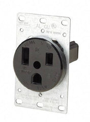 Leviton - 125 VAC, 50 Amp, 5-50P NEMA Configuration, Black, Industrial Grade, Self Grounding Single Receptacle - 1 Phase, 2 Poles, 3 Wire, Flush Mount, Tamper Resistant - Apex Tool & Supply