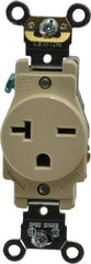 Leviton - 250 VAC, 20 Amp, 6-20R NEMA Configuration, Ivory, Industrial Grade, Self Grounding Single Receptacle - 1 Phase, 2 Poles, 3 Wire, Flush Mount, Impact and Tamper Resistant - Apex Tool & Supply