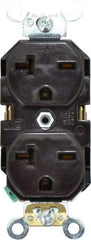 Leviton - 250 VAC, 20 Amp, 6-20R NEMA Configuration, Brown, Industrial Grade, Self Grounding Duplex Receptacle - 1 Phase, 2 Poles, 3 Wire, Flush Mount, Impact and Tamper Resistant - Apex Tool & Supply