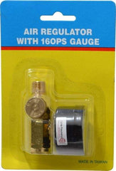 PRO-SOURCE - 1/4 NPT Port, Brass Dial Air Regulator - 10 to 120 psi Range, 120 Max psi Supply Pressure, 1/4" Gauge Port Thread, 2.36" Wide x 1.653" High - Apex Tool & Supply