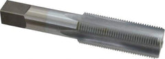 Made in USA - 1-14 UNS 3B 4 Flute Chrome Finish High Speed Steel Straight Flute Standard Hand Tap - Bottoming, Right Hand Thread, 5-1/8" OAL, 2-1/2" Thread Length, H4 Limit, Oversize - Exact Industrial Supply