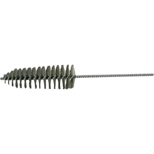 Brush Research Mfg. - 2-1/4" Diam Helical Stainless Steel Tube Brush - Single Spiral, 0.006" Filament Diam, 6-1/2" Brush Length, 14" OAL, 0.245" Diam Galvanized Steel Shank - Apex Tool & Supply