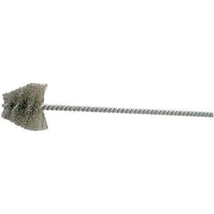 Brush Research Mfg. - 2.188" Diam Helical Stainless Steel Tube Brush - Single Spiral, 0.008" Filament Diam, 1-3/4" Brush Length, 10" OAL, 0.292" Diam Galvanized Steel Shank - Apex Tool & Supply