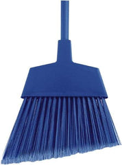 O-Cedar - 12" Wide, Blue Polypropylene Bristles, 48" Metal Handle, Angled Broom - Flagged - Apex Tool & Supply