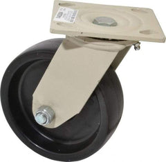 Value Collection - 6" Diam x 2" Wide x 7-1/2" OAH Top Plate Mount Swivel Caster - Polypropylene, 750 Lb Capacity, Roller Bearing, 4 x 4-1/2" Plate - Apex Tool & Supply