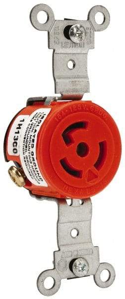 Leviton - 125 VAC, 15 Amp, 5-15R NEMA, Self Grounding Receptacle - 2 Poles, 3 Wire, Female End, Orange - Apex Tool & Supply