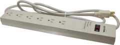 Leviton - 6 Outlets, 120 Volts, 15 Amps, 6' Cord, Power Outlet Strip - Free Hanging Mount, 5-15R NEMA Configuration, 15.06" Strip, cULus, UL Listed File 1449 - Apex Tool & Supply