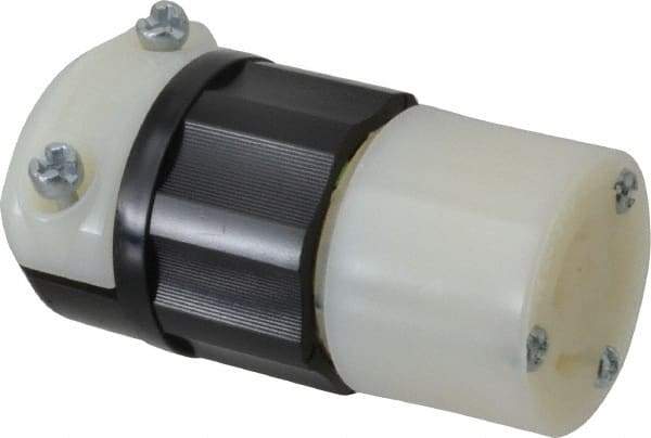 Leviton - 125 VAC, 15 Amp, L5-15R Configuration, Industrial Grade, Self Grounding Connector - 1 Phase, 2 Poles, 0.245 to 0.7 Inch Cord Diameter - Apex Tool & Supply
