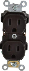 Leviton - 125 VAC, 15 Amp, 5-15R NEMA Configuration, Brown, Industrial Grade, Self Grounding Duplex Receptacle - 1 Phase, 2 Poles, 3 Wire, Flush Mount, Impact Resistant - Apex Tool & Supply