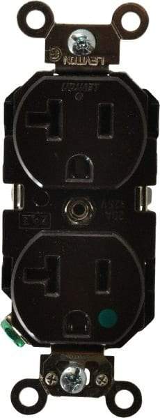 Leviton - 125 VAC, 20 Amp, 5-20R NEMA Configuration, Brown, Hospital Grade, Self Grounding Duplex Receptacle - 1 Phase, 2 Poles, 3 Wire, Flush Mount, Impact Resistant - Apex Tool & Supply