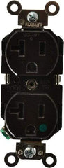 Leviton - 125 VAC, 20 Amp, 5-20R NEMA Configuration, Brown, Hospital Grade, Self Grounding Duplex Receptacle - 1 Phase, 2 Poles, 3 Wire, Flush Mount, Impact Resistant - Apex Tool & Supply