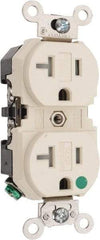 Leviton - 125 VAC, 20 Amp, 5-20R NEMA Configuration, Ivory, Hospital Grade, Self Grounding Duplex Receptacle - 1 Phase, 2 Poles, 3 Wire, Flush Mount, Tamper Resistant - Apex Tool & Supply