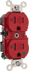Leviton - 125 VAC, 20 Amp, 5-20R NEMA Configuration, Red, Hospital Grade, Self Grounding Duplex Receptacle - 1 Phase, 2 Poles, 3 Wire, Flush Mount, Tamper Resistant - Apex Tool & Supply