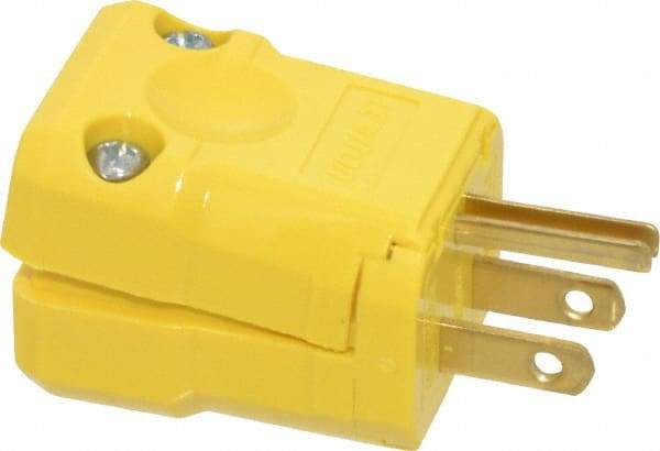 Leviton - 125 VAC, 15 Amp, 5-15P NEMA, Valise, Self Grounding, Industrial Grade Plug - 2 Pole, 3 Wire, 1 Phase, Nylon, Yellow - Apex Tool & Supply