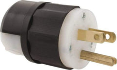 Leviton - 125 VAC, 15 Amp, 5-15P NEMA, Straight, Self Grounding, Industrial Grade Plug - 2 Pole, 3 Wire, 1 Phase, Nylon, Black, White - Apex Tool & Supply