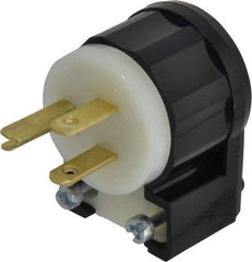 Leviton - 125 VAC, 15 Amp, 5-15P NEMA, Angled, Self Grounding, Industrial Grade Plug - 2 Pole, 3 Wire, 1 Phase, Nylon, Black, White - Apex Tool & Supply