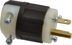 Leviton - 125 VAC, 20 Amp, 5-20P NEMA, Straight, Self Grounding, Industrial Grade Plug - 2 Pole, 3 Wire, 1 Phase, Nylon, Black, White - Apex Tool & Supply