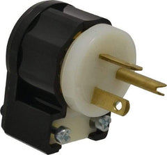 Leviton - 250 VAC, 20 Amp, 6-20P NEMA, Angled, Self Grounding, Industrial Grade Plug - 2 Pole, 3 Wire, 1 Phase, Nylon, Black, White - Apex Tool & Supply