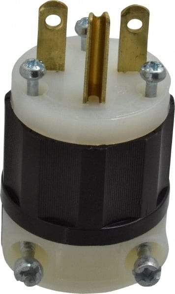 Leviton - 250 VAC, 15 Amp, 6-15P NEMA, Straight, Self Grounding, Industrial Grade Plug - 2 Pole, 3 Wire, 1 Phase, Nylon, Black, White - Apex Tool & Supply