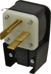 Leviton - 250 VAC, 50 Amp, 15-50P NEMA, Angled, Self Grounding, Industrial Grade Plug - 3 Pole, 4 Wire, 3 Phase, Nylon, Black - Apex Tool & Supply