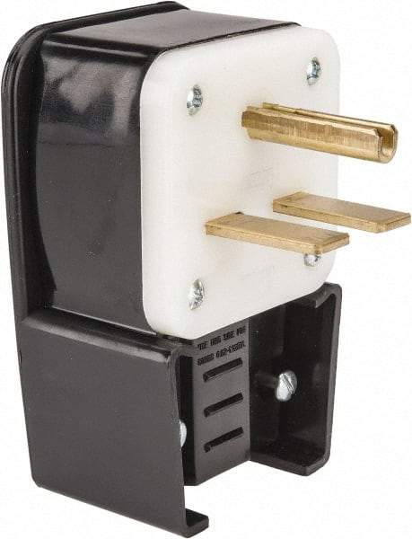 Leviton - 250 VAC, 30 Amp, 6-30P NEMA, Angled, Self Grounding, Industrial Grade Plug - 2 Pole, 3 Wire, 1 Phase, Nylon, Black - Apex Tool & Supply