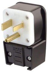 Leviton - 250 VAC, 30 Amp, 15-30P NEMA, Angled, Self Grounding, Industrial Grade Plug - 3 Pole, 4 Wire, 3 Phase, Nylon, Black - Apex Tool & Supply