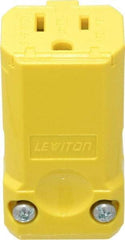 Leviton - 125 VAC, 15 Amp, 5-15R NEMA, Valise, Self Grounding, Industrial Grade Connector - 2 Pole, 3 Wire, 1 Phase, Nylon, Yellow - Apex Tool & Supply