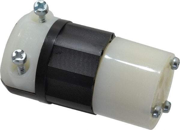 Leviton - 250 VAC, 20 Amp, 6-20R NEMA, Straight, Self Grounding, Industrial Grade Connector - 2 Pole, 3 Wire, 1 Phase, Nylon, Black, White - Apex Tool & Supply